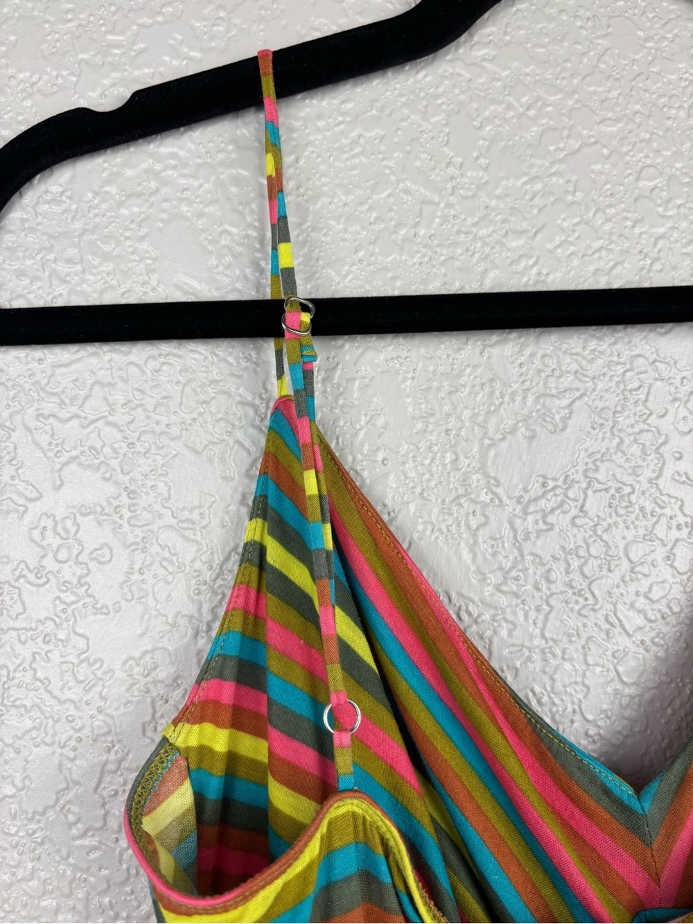 Free People Y2K Rainbow Stripe Babydoll Cami Top Women Large Cotton Summer Boho - Picture 7 of 11